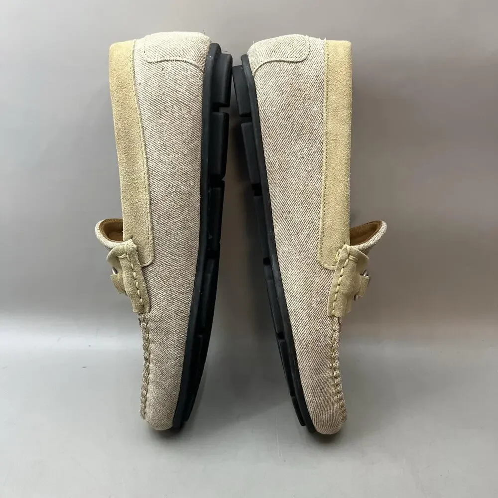 Allen Edmonds Sebastian Bit Loafers Men Size 8.5 Beige Linen Driving Shoes NEW
